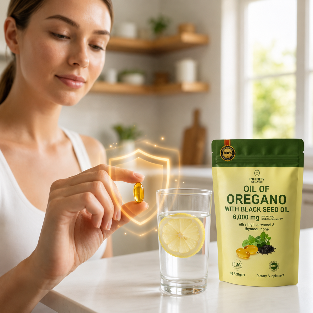 OREGANO OIL + BLACK SEED OIL 6000 mg (90 Sofgel)