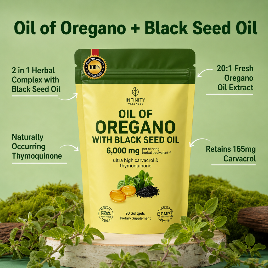 OREGANO OIL + BLACK SEED OIL 6000 mg (90 Sofgel)